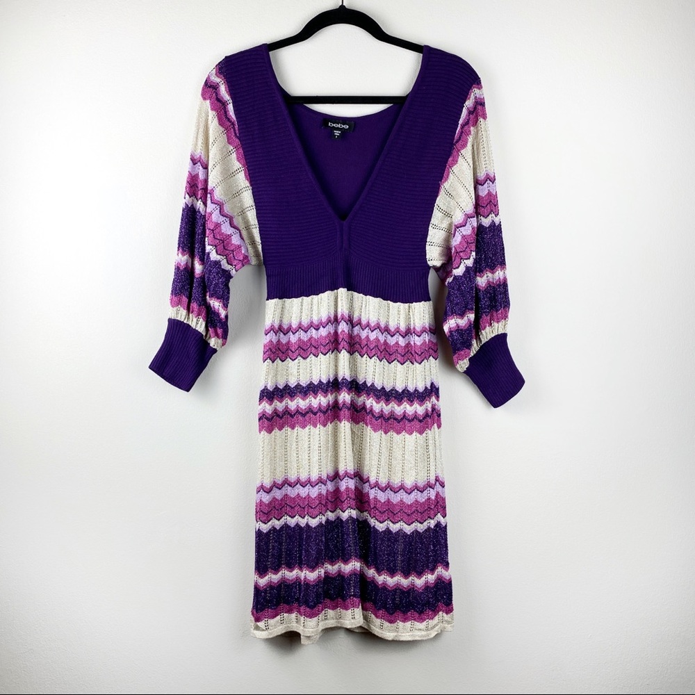 Bebe Brand Dress Purple Multicolor